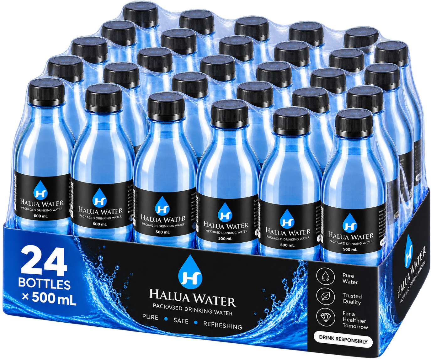 Halua Water — 500ML Antik Collection (Black) – (24 – Pack)